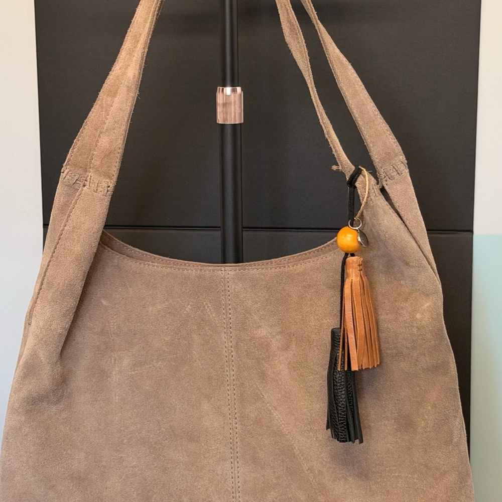 The Sak Tan Suede Hobo Bag with Tassel
